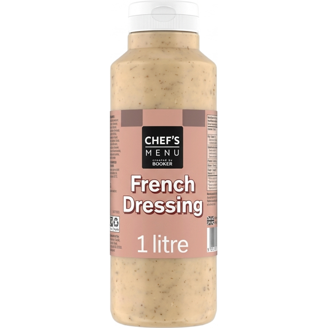 Chef's Menu French Dressing 1 litre bottle for salads, vegetables and professional catering kitchens.