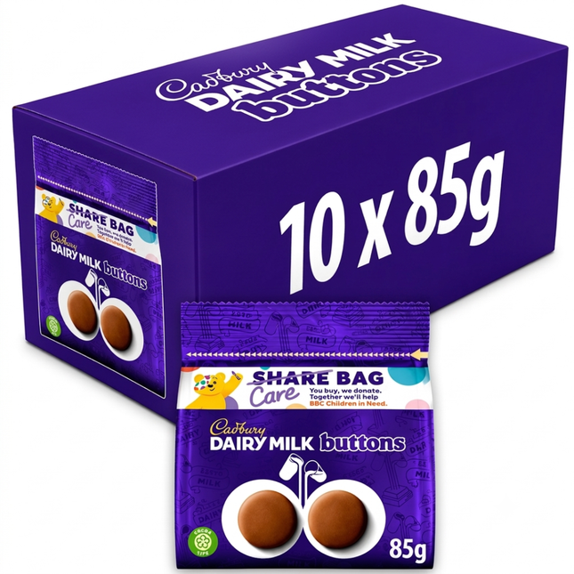 Cadbury Dairy Milk Buttons Chocolate Bag 10 x 85g | Bulk Cadbury Chocolate Button Bags