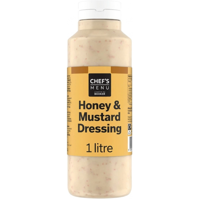 Chef's Menu Honey Mustard Dressing 1 litre bottle for salads, sandwiches and professional catering kitchens.