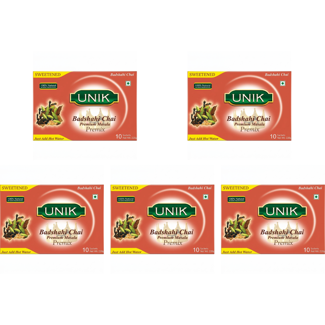 Unik Sweetened Badshahi Chai Masala Premix 5 x 10 x 22g wholesale chai sachets