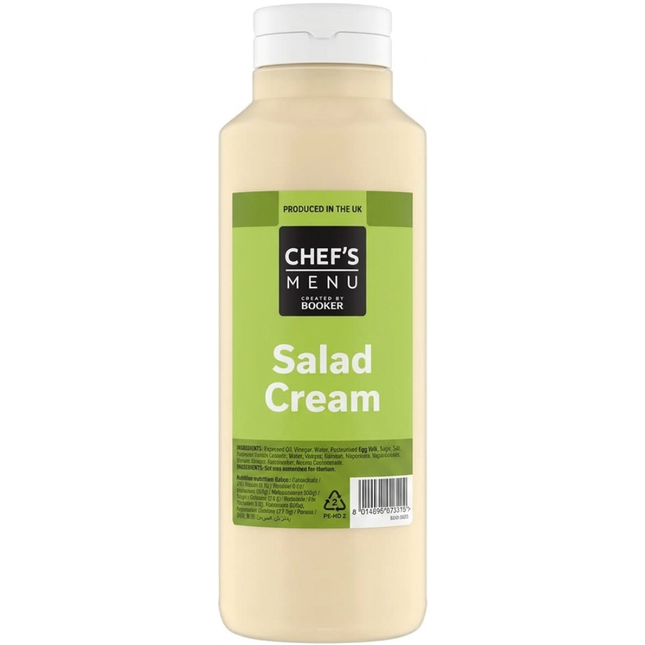 Chef's Menu Salad Cream 1 litre bottle of creamy, tangy salad condiment for catering and foodservice.