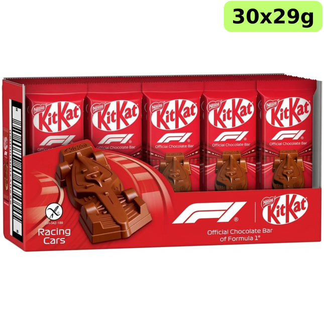 KitKat F1 Formula 1 chocolate car treats in a wholesale case of 30 x 29g packs