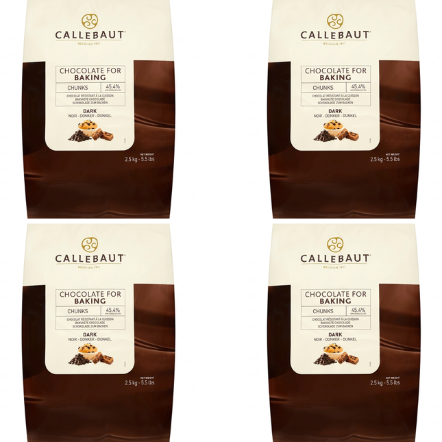 Callebaut Dark Chocolate Chunks 2.5kg packs, wholesale case of 4.