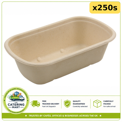 250 x 500ml Value Choice Bagasse Street Food Containers | Bulk Wholesale