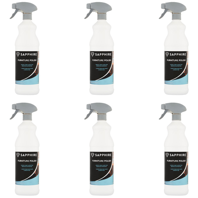 Sapphire Furniture Polish 1 litre bottles, wholesale case of 6 bottles.