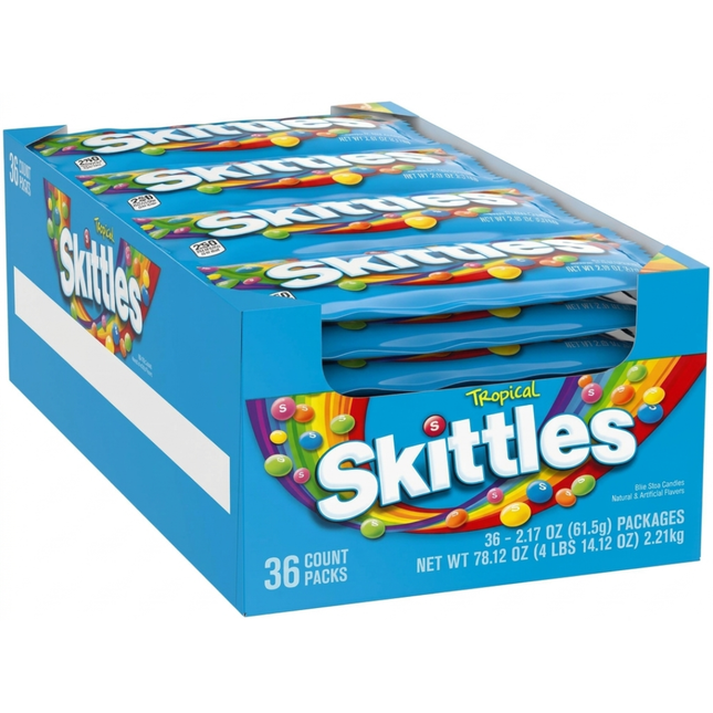 Skittles Tropical Sweets 36 x 45g | Wholesale Tropical Fruit Chewy Sweets