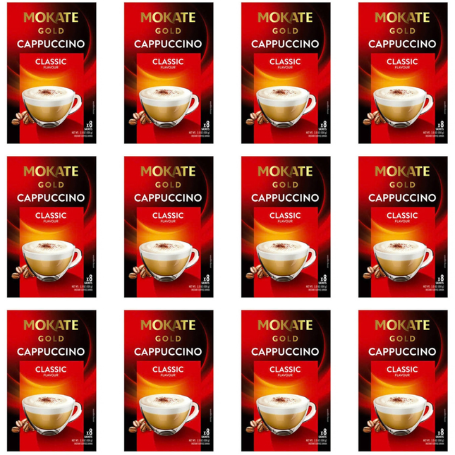 Mokate Gold Cappuccino Classic 12 packs of 8 x 12.5g instant cappuccino sachets