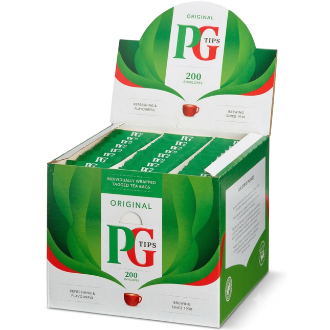 PG Tips Original Tea 200 envelopes 400g individually wrapped tea bags for cafés hotels offices and catering