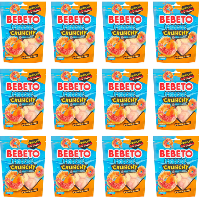 Bebeto Freeze Crunchy Freeze Dried Peach Rings 12 x 35g | Wholesale Crunchy Candy