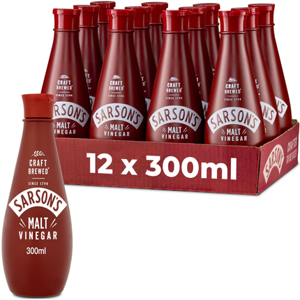 Sarson's Malt Vinegar wholesale case of 12 x 300ml bottles for restaurants, pubs and catering businesses.