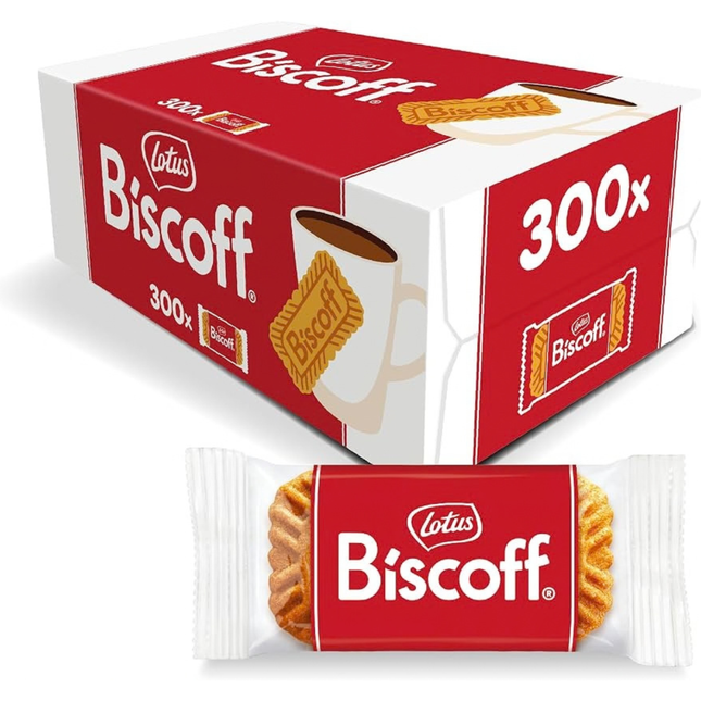 Lotus Biscoff Biscuits 300 pack individually wrapped caramelised coffee biscuits for cafés hotels and offices