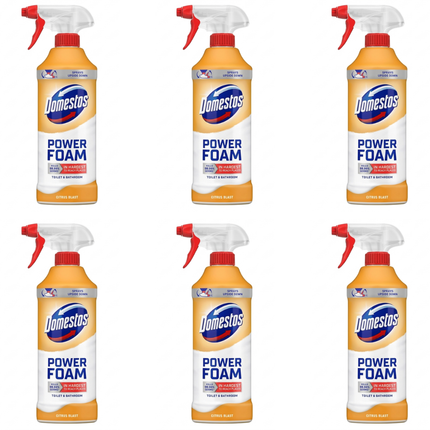Domestos Power Foam Citrus Blast bathroom cleaner spray 450ml bottles supplied in a wholesale case of 6