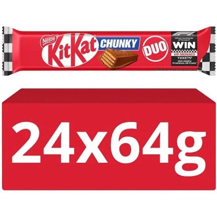 KitKat F1 Chunky Duo Milk Chocolate Bars in a wholesale case of 24 x 64g bars