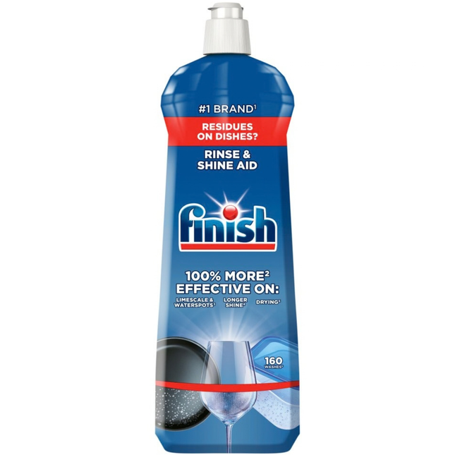 Finish Rinse Aid Fresh 800ml bottle for sparkling dishes, clearer glassware and improved dishwasher drying