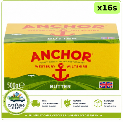 Anchor Salted Butter wholesale case containing 16 blocks of 500g British salted butter