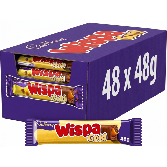 Cadbury Wispa Gold chocolate bars with caramel 48 x 48g wholesale case