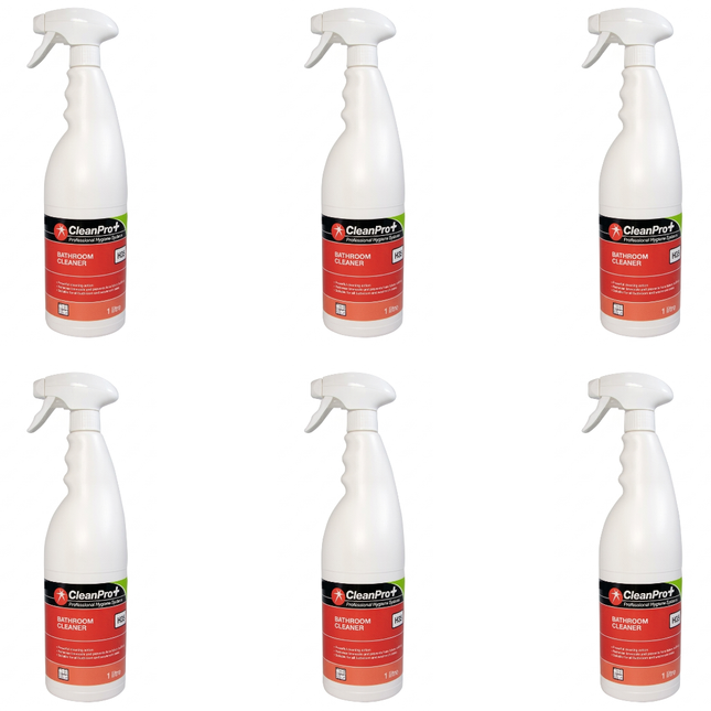 CleanPro+ Bathroom Cleaner 1 litre bottles supplied in a wholesale case of 6