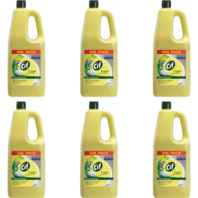 Cif Professional Pro Formula Lemon Cream Cleaner case of 6 x 2 litre bottles for commercial cleaning