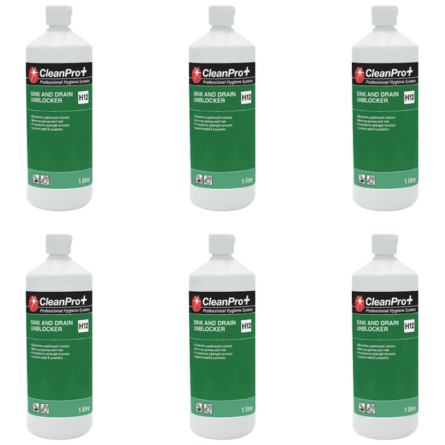 CleanPro+ Drain Unblocker wholesale case of 6 x 1 litre bottles for commercial drain maintenance