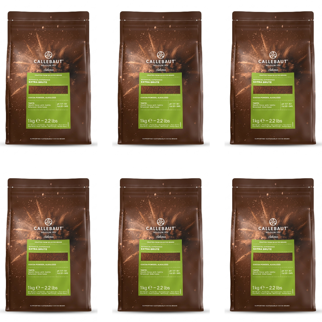 Callebaut Extra Brute Cocoa Powder wholesale case of 6 x 1kg packs, total 6kg.