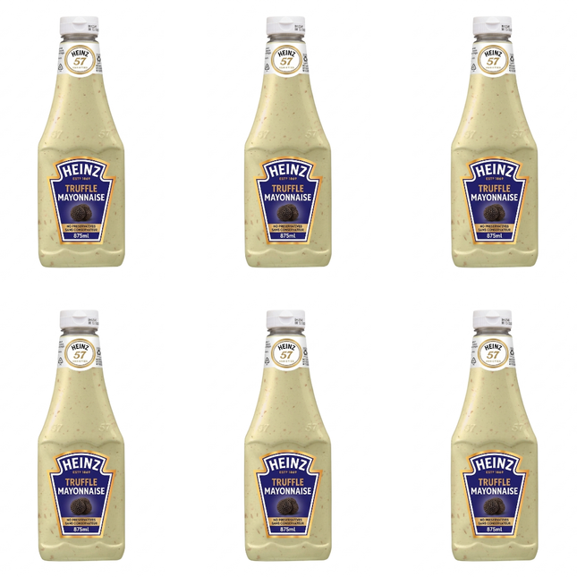 Heinz Truffle Mayonnaise wholesale case containing 6 x 875ml bottles of creamy truffle-flavoured mayonnaise.