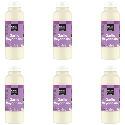 Chef's Menu Garlic Mayonnaise wholesale case of 6 x 1 litre bottles.