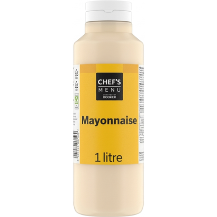 Chef's Menu Mayonnaise 1 litre bottle for wholesale catering, sandwiches, salads and professional foodservice kitchens.