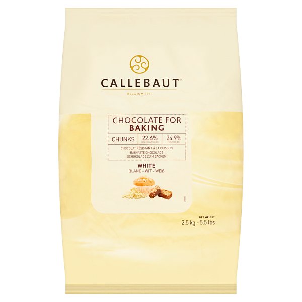 Callebaut Chocolate White Chocolate Chunks Case of 1 x 2.5kg