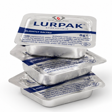 Lurpak Slightly Salted Butter Portions 100 x 8g | Individual Mini Butter Portions Lurpak Butter Portions