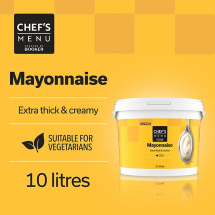 Chef's Menu Mayonnaise 10 Litres | Creamy Catering Mayo for Sandwiches, Salads, Burgers & Foodservice