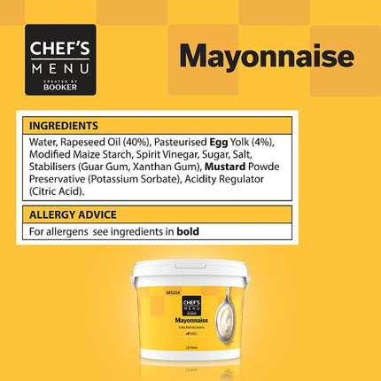 Chef's Menu Mayonnaise 10 Litres | Creamy Catering Mayo for Sandwiches, Salads, Burgers & Foodservice
