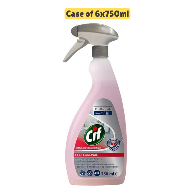 Cif Washroom Spray 6 x 750ml | 4 in 1 Bathroom Cleaner