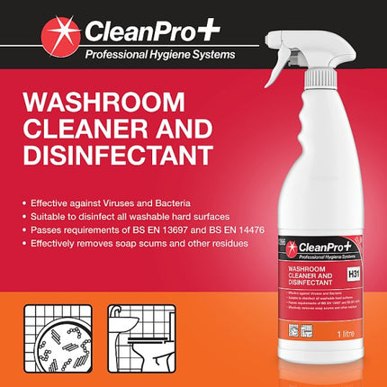 CleanPro+ Washroom Cleaner and Disinfectant 6 x 1L