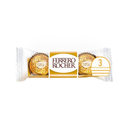 Ferrero Rocher 3 Piece Pack 37.5g Case of 16 | Milk Chocolate Hazelnut Pralines