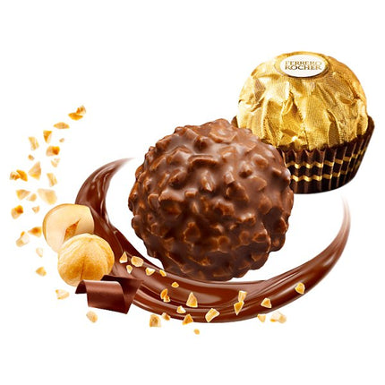 Ferrero Rocher 3 Piece Pack 37.5g Case of 16 | Milk Chocolate Hazelnut Pralines