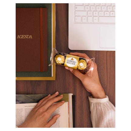 Ferrero Rocher 3 Piece Pack 37.5g Case of 16 | Milk Chocolate Hazelnut Pralines