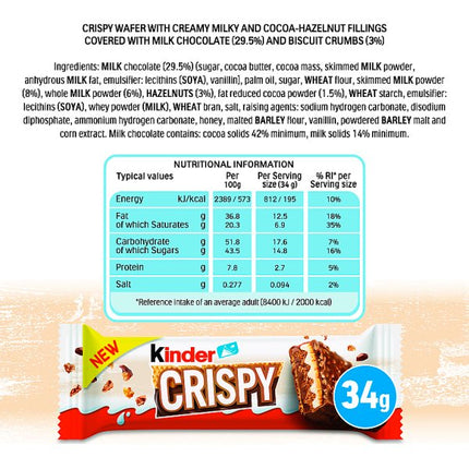 Kinder Crispy Chocolate Bar 14 x 34g