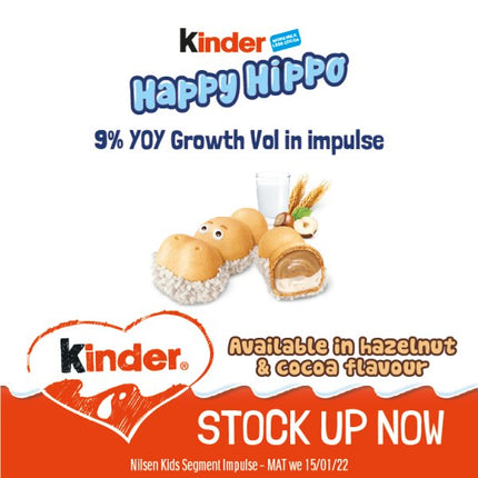 Kinder Happy Hippo Hazelnut Wafer Biscuit Bars 28 x 20.7g
