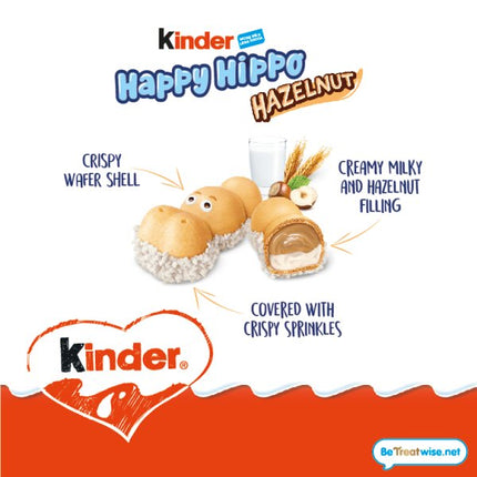 Kinder Happy Hippo Hazelnut Wafer Biscuit Bars 28 x 20.7g
