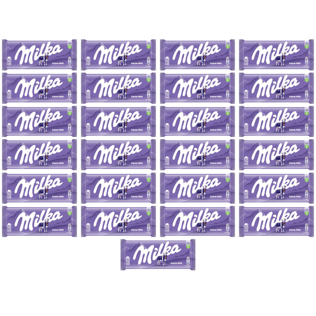 Milka Chocolate Alpine Milk Chocolate Bar Case of 25 x 90g