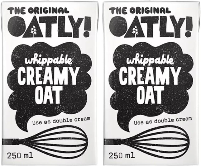 Oatly Vegan Whippable Oat Cream 2x250ml – Dairy Free Double Cream Alternative Oatly Double Cream