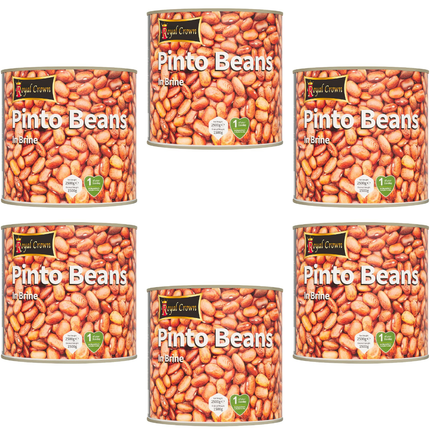 Royal Crown Pinto Beans in Brine wholesale case containing 6 x 2.5kg catering tins of ready-to-use pinto beans
