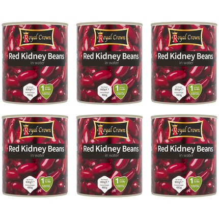 Royal Crown Red Kidney Beans in Water wholesale case containing 6 x 800g catering tins of ready-to-use kidney beans