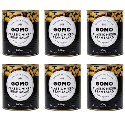 Gomo Classic Mixed Bean Salad with Seasoning wholesale case containing 6 x 800g jars of ready mixed bean salad