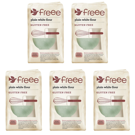 FREEE Gluten Free Plain White Flour wholesale case containing 5 x 1kg bags of gluten free flour for catering and baking