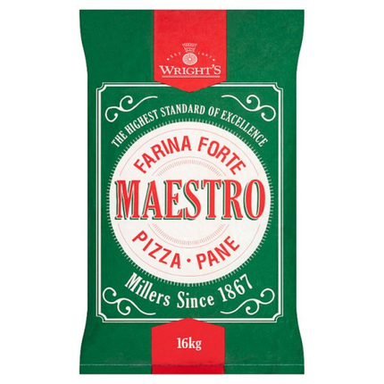 Wright's Farina Forte Maestro Pizza - Pane 16kg catering sack of professional wheat flour for pizza and bread making