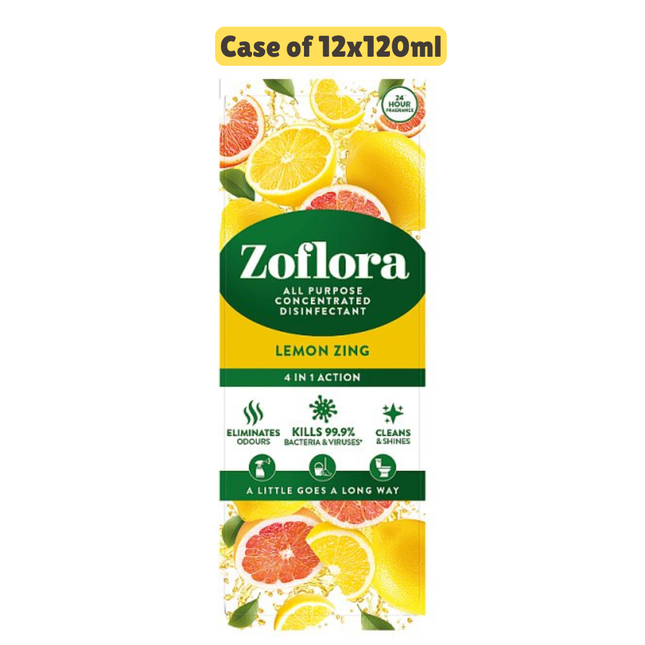 Zoflora 4 in 1 Action All Purpose Concentrated Disinfectant Linen Fresh [CASE OF 12x120ml]