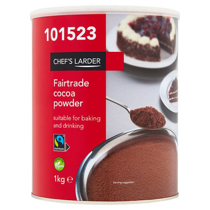 Chef’s Larder Fairtrade Cocoa Powder 1kg Pack of 2 for Catering and Baking