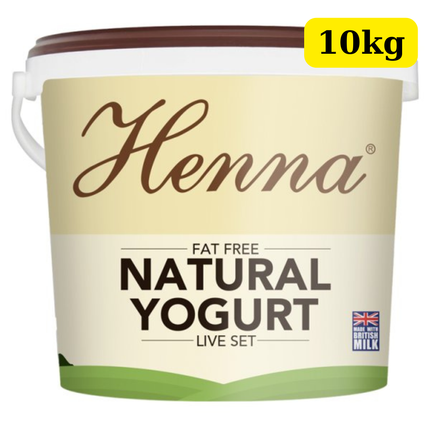 Henna Fat Free Natural Yogurt Live Set 10kg wholesale bulk catering tub for professional kitchens and foodservice use