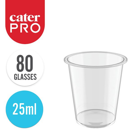 CaterPro 80 Plastic PP Shot Glasses 25ml disposable clear shot cups for parties and catering